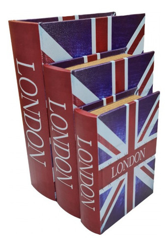 Imagem 2 de 5 de Jogo Caixa Livro Decorativo - 3 Peças Mdf + Pu - G3005