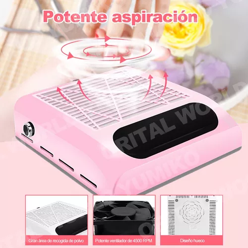 Aspiradora de uñas de 80 W, colector de polvo de uñas, mesa de extracción  de polvo, aspiradora de arte de uñas de succión fuerte, herramienta de