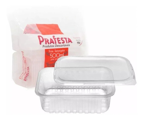 Pote Retangular Freezer E Micro 500ml Prafesta C/144 Un Cor Transparente