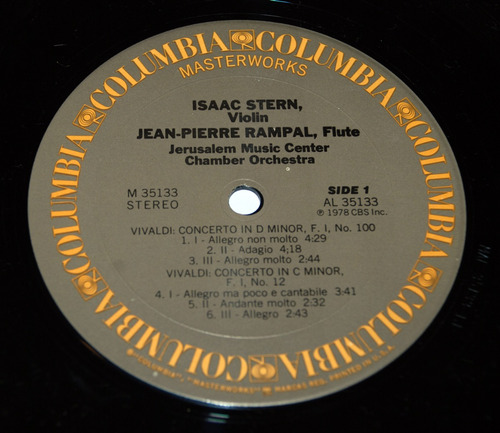 Isaac Stern / Jean-pierre Rampal Play Vivaldi & Telemann Vg+ (Usado)