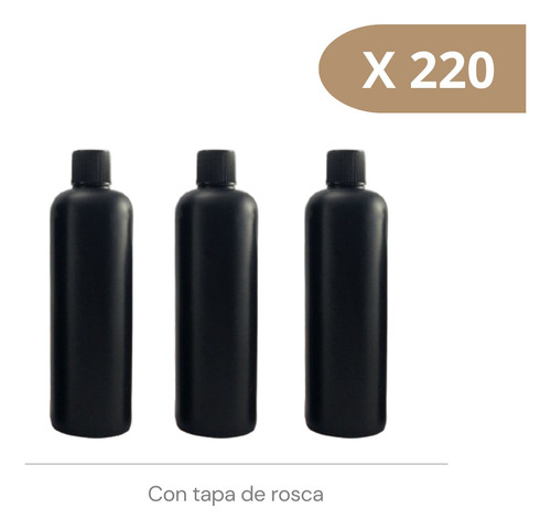 Envase Plástico Negro 240 Cc Con Tapa  - 220 Unidades