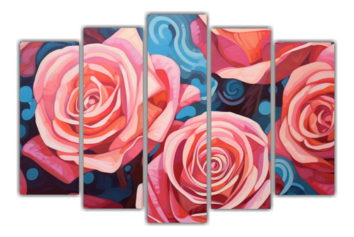 Cinco Artes De Pared Vintages Rosas Habitacines 125x75cm