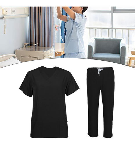 Conjunto De Uniforme Femenino Con Cuello En V Y Pantalones