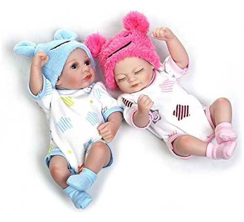 Minidiva Reborn Baby Dolls, 2pcs 10 Pulgadas / 26cm Gemelos 