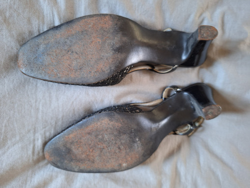 Zapatos De Fiesta Negro Y Plateado (Usado)