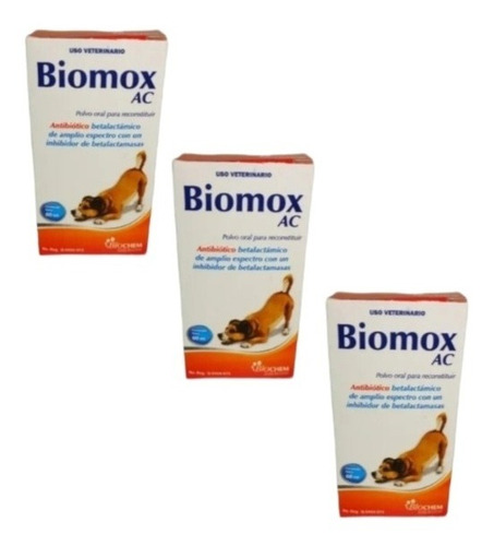 Pack 3 Biomox Ac 60 Ml Perro Y Gato Antibiotico Biochem