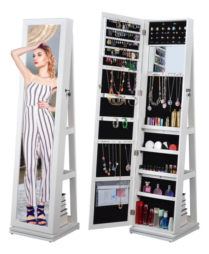 Led Light Jewelry Cabinet Standing Full Screen Mirror Makeup