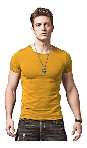 Kit Com 4 Camisetas Slim Fit Masculina Básica Lisa Oferta