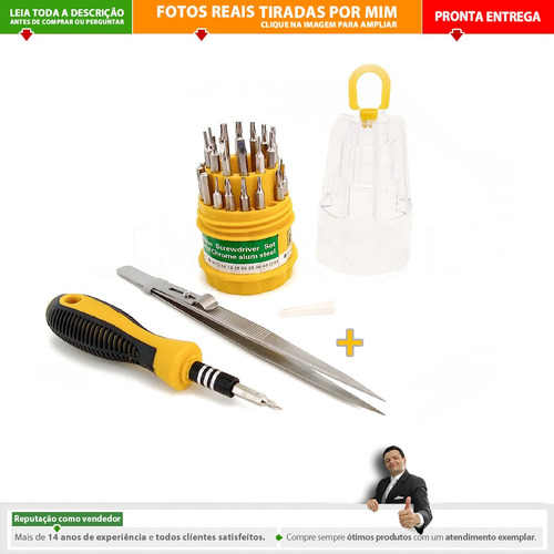 Kit Chave Phillips Fenda Pequena 31 Pçs + Pinça C/ Trava |p1 (Usado)