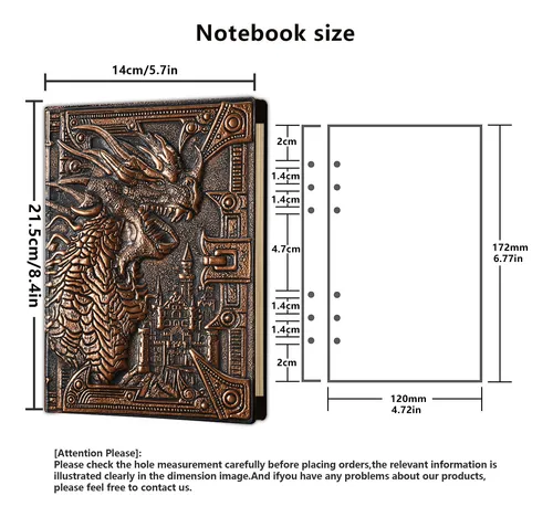 Notebook Ancient Deer Dnd Refillable Binder Leather 3d Vinta