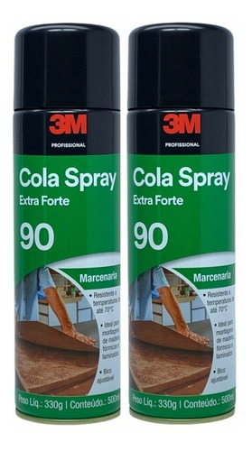 2 Cola Spray 90 Extra Forte 3m Madeira Fórmicas E Laminados