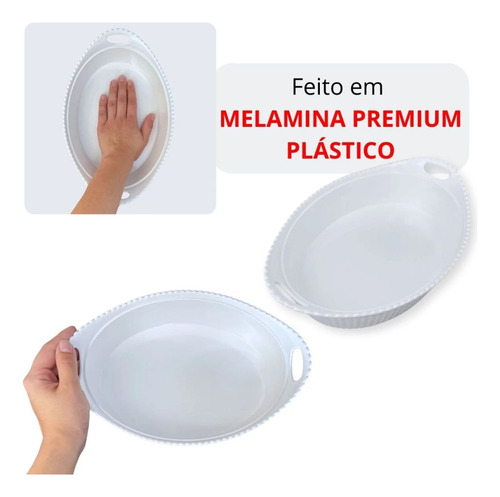 Kit Travessa Buffet 41cm Curva+ 2 Tigelas 1,3l Oval Com Alça