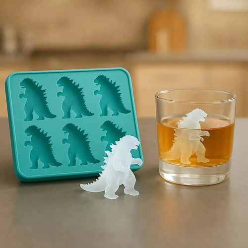 Charola De Hielos De Silicón Godzilla Para Bebidas Temáticas