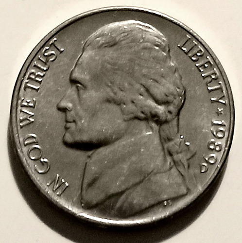 Moneda Antigua Norteamericana 5 Cent Thomas Jefferson 1989 D (Usado)