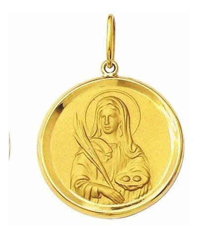 Medalha 5 Cm Santa Luzia Ouro 18k Pingente 