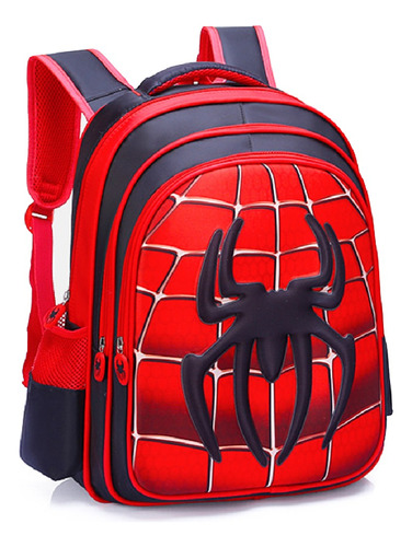 Mochila Para Niños Mochila De Dibujos Animados Escolar Preescolar Kinder Impermeable Spiderman Color Rojo Diseño De La Tela Liso