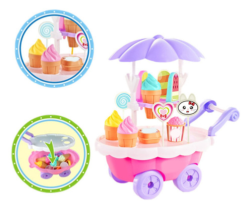 Juego De 28 Piezas Para Niños Y Niñas, Carrito De Helados, J