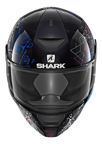 Capacete para moto  integral Shark  D-Skwal  black, white e blue anyah tamanho P 