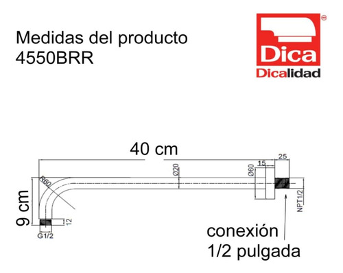 Brazo P/rega 40 Cm Dica 4550brr