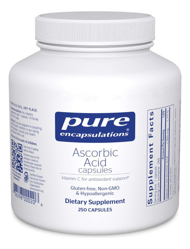 Ácido Ascórbico Pure Encapsulations 250 Cápsulas