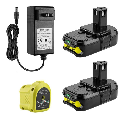 2pack 3 0ah 18v Ryobi Batería De Repuesto De Litio Par...