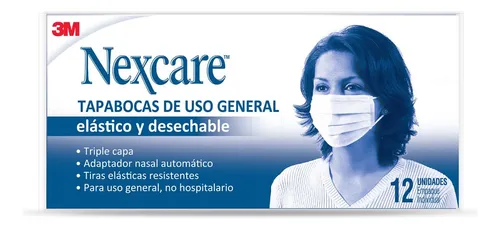 Tapabocas Nexcare Elastico Desechable X 12und