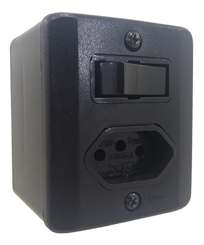 Interruptor Simples + Tomada 20a Sistema X Preto Radial