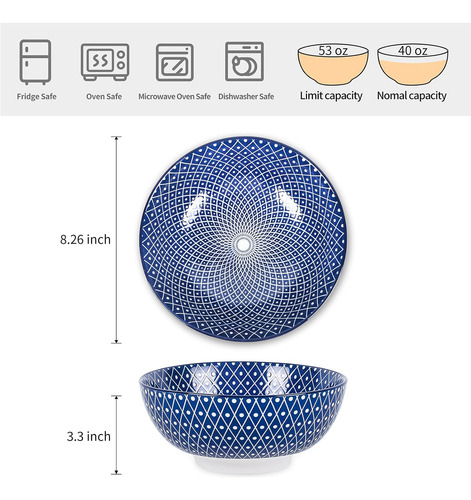 Juego De Ensaladeras De Ceramica, 20cm De Diametro, Set D...