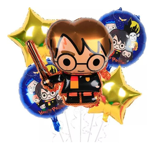 Kit Globos Forma Harry Potter Con Vela Topper