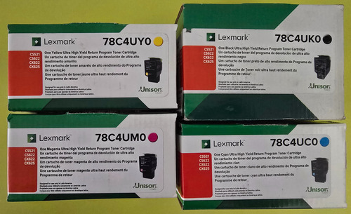 Pack Kit 4 Toner Lexmark Negro, Amarillo, Cian Y Magenta