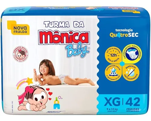 Fralda Descartável Turma da Mônica Baby XG Pacote 42 Unidades