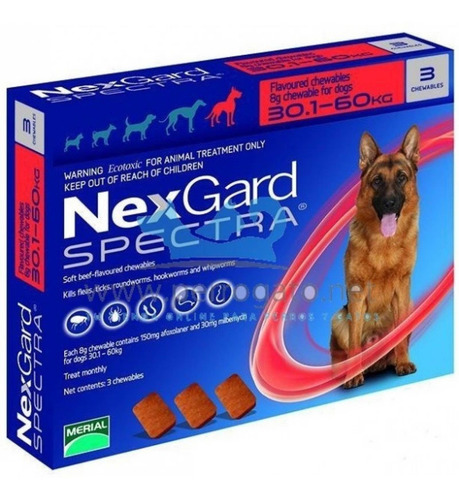 Imagen 1 de 1 de Nexgard Spectra 30 - 60 Kg 3 Masticables (rojo) Xl3