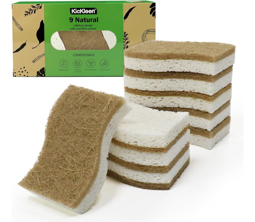 Paquete De 9 Esponjas Biodegradables De Celulosa Y Coco