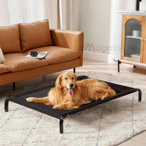 Cama Elevada Para Perro Grande De Malla Lavable Transpirable Negro