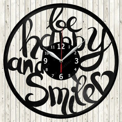 Reloj Corte Laser 2137 Frases Be Happy And Smile