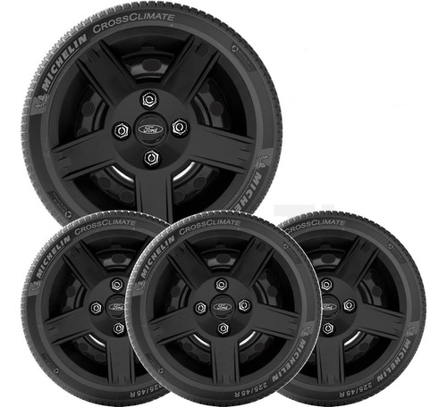 4x Calota Ford Fiesta Ka Escort Aro 14 Preto Emblema 014cb