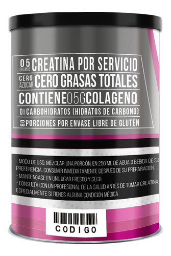 Creatina + Colgeno Bunny 400 Grs 80 Serv Sabor Natural Natural