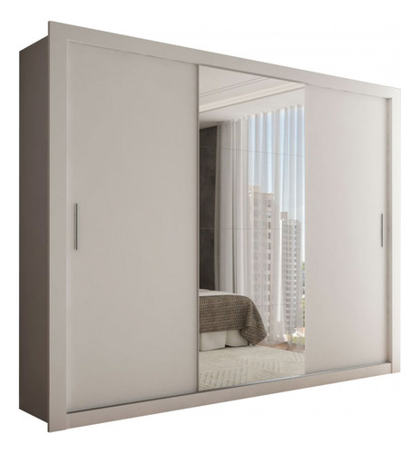 Guarda-roupa Casal Carol 3 Portas Com Espelho Branco - Pm