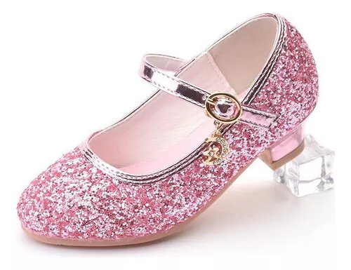 Zapatos de cristal de princesa para niñas, tacones altos de moda