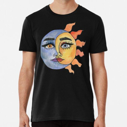 Remera Pintura Celeste Sol Y Luna Algodon Premium