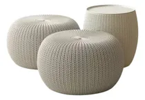 Comprar Set 2 Puffs + Mesa Keter Cozy Urban 41l Estructura Marrón-beige