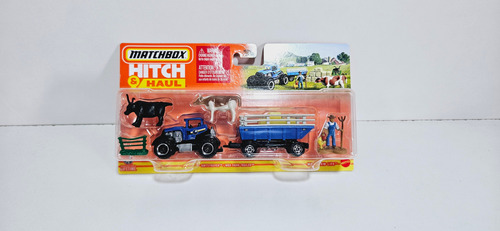 1:64 Matchbox Hitch & Haul Pack Con Figuras Mbx Farm Trailer