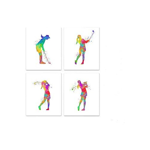 Arte Abstracto De Jugadora De Golf Femenina Deporte, 8x...