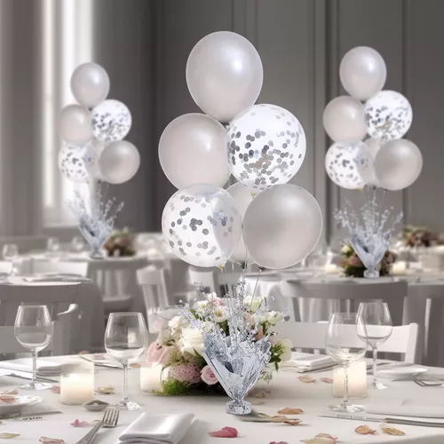 Juego de 8 soportes para globos, centros de mesa para mesas, soporte para  globos para bodas, baby shower, decoraciones de fiesta de graduación