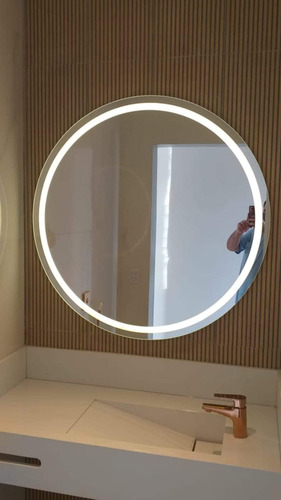 Espelho Led Redondo 130cm Touch Screen Moldura Sem Moldura