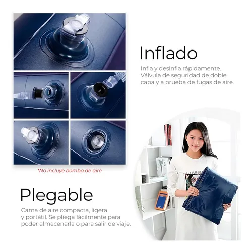 Colchón Inflable Individual Cama Aire Cómoda Resistente