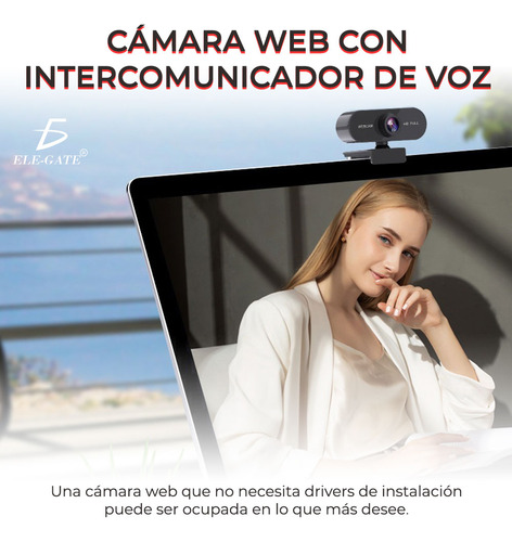 Webcam Usb Computadora 1080p Hd Con Micrófono Webcam Color Negro