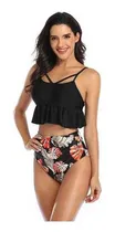Comprar Mallas De Dama Tiro Alto 2 Pcs Bikini Push Up En Stock 
