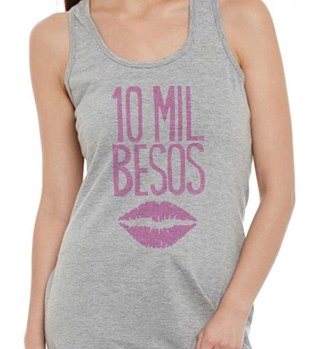 Musculosa Frase 10 Mil Besos Labios