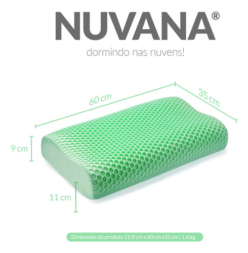 Travesseiro Cervical Espuma Memória Nasa Com Tpe Nuvana Momo Cor Aquamarine